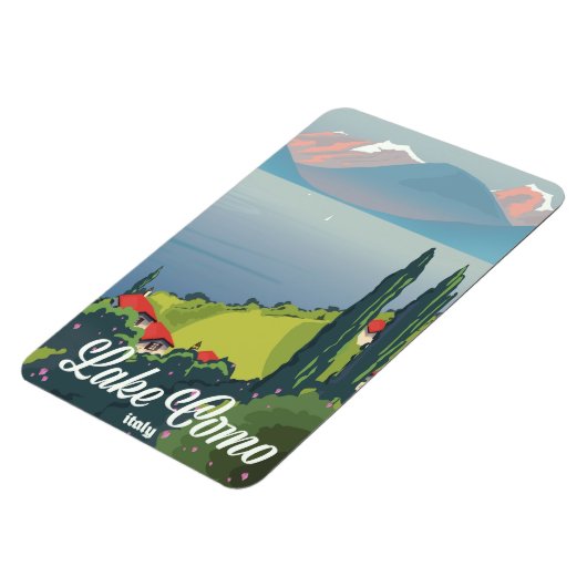 レイクコモイタリアヴィンテージスタイル旅行ポスター マグネット (左側)