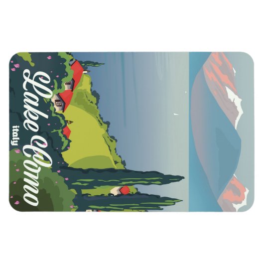 レイクコモイタリアヴィンテージスタイル旅行ポスター マグネット (横)