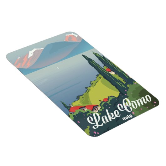 レイクコモイタリアヴィンテージスタイル旅行ポスター マグネット (右側)
