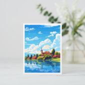 レイクコンスタンスドイツヴィンテージ旅行イラストレーション ポストカード (スタンド正面)