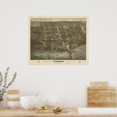 レイクサイドオハイオ1884アンティークパノラママップ ポスター (キッチン)