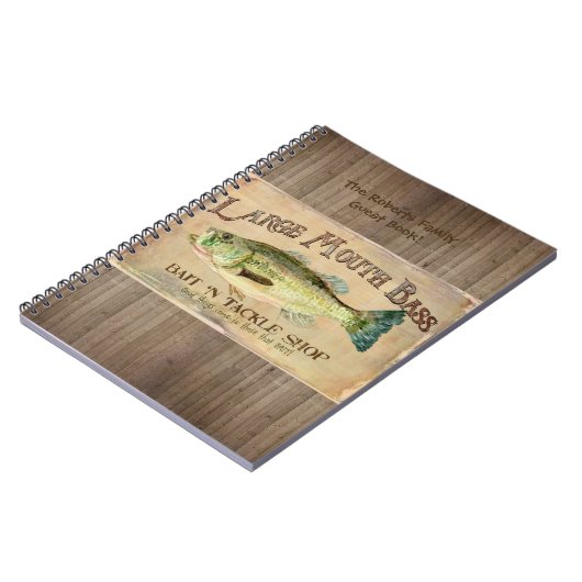 レイクサイドキャビン大きな口バスウッドボード ノートブック (左側)