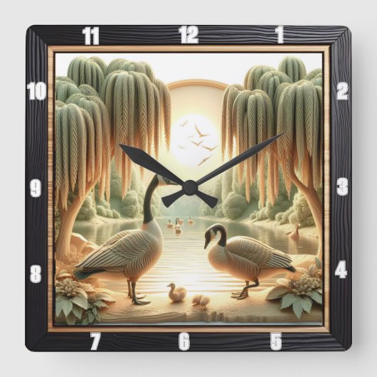 レイクサイドゲーゼ伝統時計 スクエア壁時計 (正面)