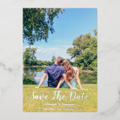 レイクサイドコテージサマーデイトカードを保存 箔招待状 (正面)