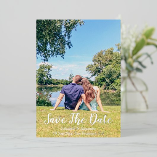 レイクサイドコテージサマーデイトカードを保存 箔招待状 (立ち正面)