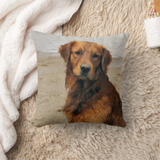 レイクサイドゴールデンレトリエバーアートギフト クッション (ブランケット)