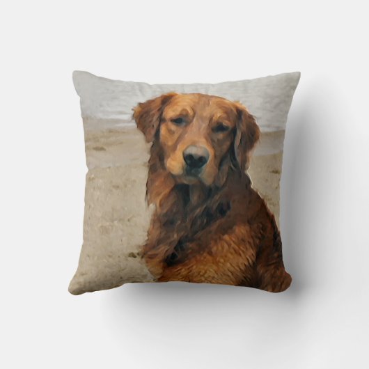 レイクサイドゴールデンレトリエバーアートギフト クッション (裏面)