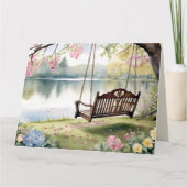 レイクサイドスイングinロマンチックな水のカラーガーデン カード (正面)
