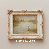 レイクサイドダック絵を描のヴィンテージ春風景 ポスター