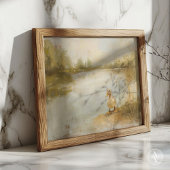 レイクサイドダック絵を描のヴィンテージ春風景 ポスター