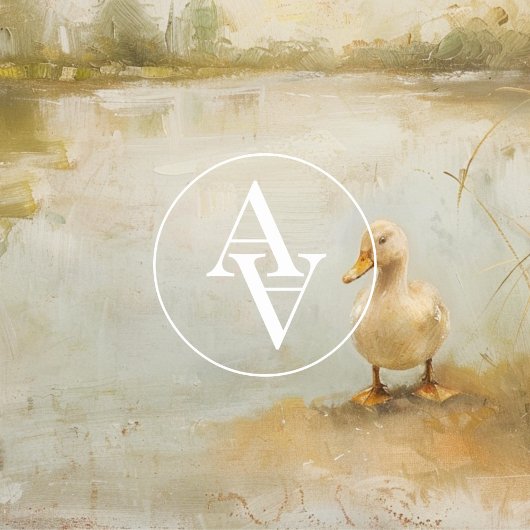 レイクサイドダック絵を描のヴィンテージ春風景 ポスター