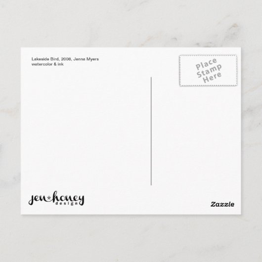 レイクサイドバードウォーター絵画カラーのはがき ポストカード (裏面)