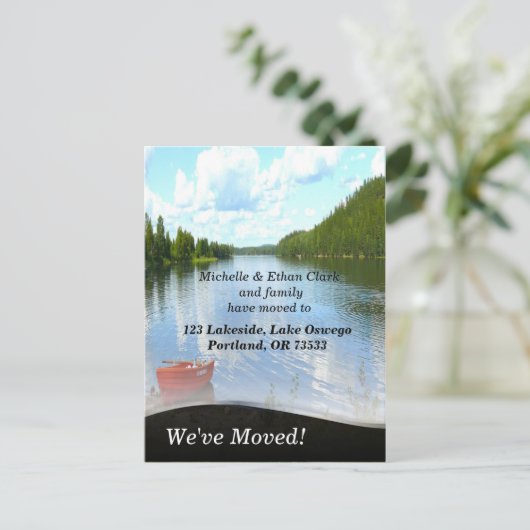 レイクサイドボートの住所の変更カスタム写真 案内ポストカード (スタンド正面)