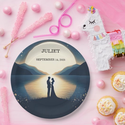 レイクサイドマウンテンおもしろい自然レイクブライダルシャワー ペーパープレート (パーティー)
