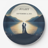 レイクサイドマウンテンおもしろい自然レイクブライダルシャワー ペーパープレート (正面)