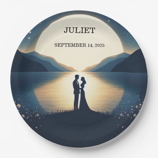 レイクサイドマウンテンおもしろい自然レイクブライダルシャワー ペーパープレート (正面)