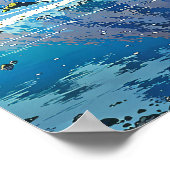 レイクサイドマウンテンカラフルイラストレーションスタイル ポスター (角)