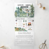 レイクサイドマウンテンキャンプ 図解入りの、写真付きの結婚| 三つ折り招待状 (内部)