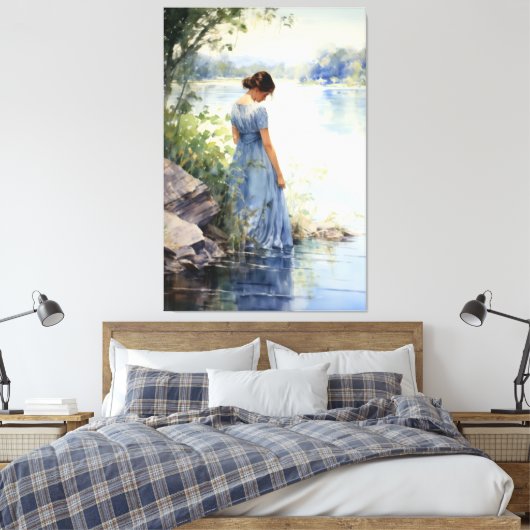 レイクサイド孤独 キャンバスプリント (インサイチュ (寝室))