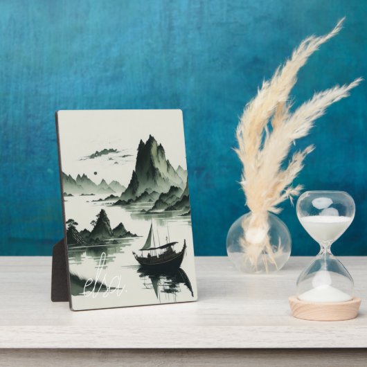 レイクサイド朝中国のの絵画森 フォトプラーク (側面)