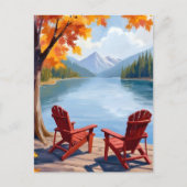 レイクサイド朝 | 平和な山水画 ポストカード (正面)