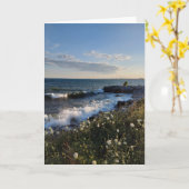レイクサイド波と泡立つ水 カード (黄色い花)