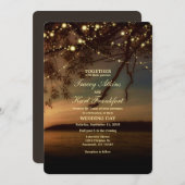 レイクサイド素朴ストリングライト結婚式招待状 招待状 (正面/裏面)