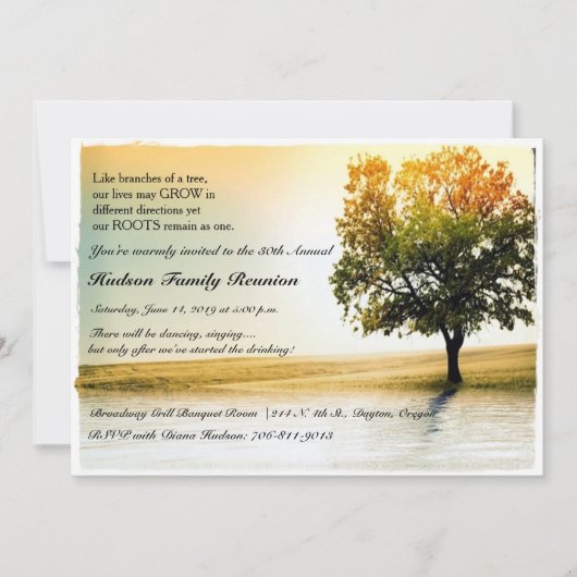 レイクサイド素朴ツリーファミリー懇親会パーティー招待状 招待状 (正面)