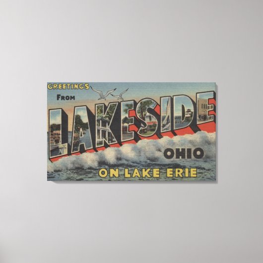 レイクサイド,オハイオ – Lake Erie – 大レター キャンバスプリント (正面)
