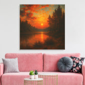 レイクサンセットトランクルウォールアートホテル自然ホームデコール キャンバスプリント (インサイチュ (リビング))