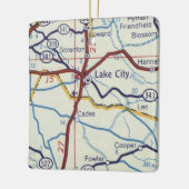 レイクシティサウスカロライナの地図 セラミックオーナメント (左)