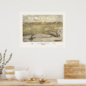 レイクシティ， MNパノラママップ – 1867 ポスター (キッチン)