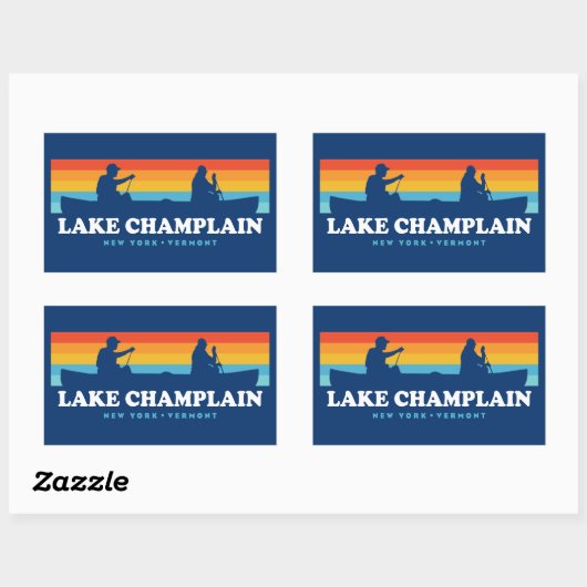レイクシャンプレーンニューヨークバーモントカヌー 長方形シール (シート)