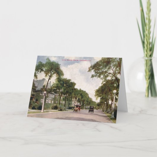 レイクショアドライブ，シカゴ1914ヴィンテージ カード (正面)