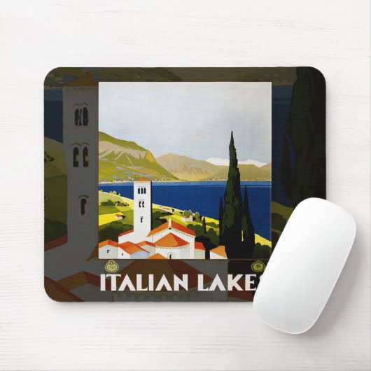 レイクスイタリアンヴィンテージ旅行ポスターアート マウスパッド (マウス)
