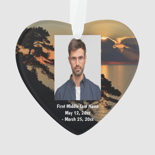 レイクスカイランドスケープクラウドデイテッド写真カスタム オーナメント (裏面)