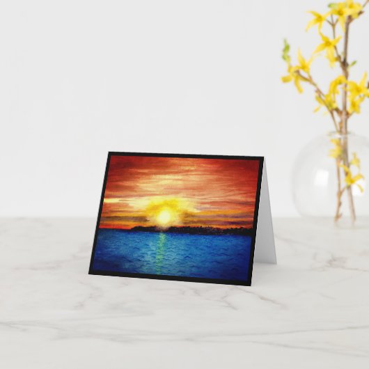 レイクスーペリアサンセットウォーターカラー悔やみや弔慰 カード (黄色い花)