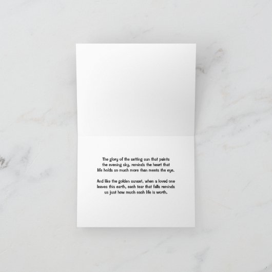 レイクスーペリアサンセットウォーターカラー悔やみや弔慰 カード (内部)