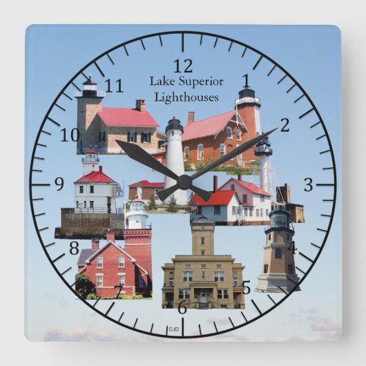 レイクスーペリアライトハウスクロック スクエア壁時計 (正面)