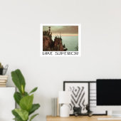 レイクスーペリアヴィンテージトラベルスタイル ポスター (ホームオフィス)