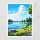 レイクセントクロワフランスヴィンテージイラストレーション ポストカード (正面)