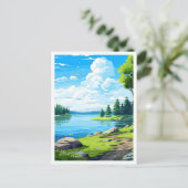 レイクセントクロワフランスヴィンテージイラストレーション ポストカード (スタンド正面)