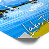 レイクタウポニュージーランドヴィンテージ旅行イラストレーション ポスター (角)