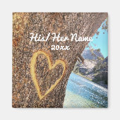 レイクタホの青い水と木とハートの愛 マグネット (正面)