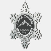 レイクタホカリフォルニアスキーネバダ スノーフレークピューターオーナメント (右)