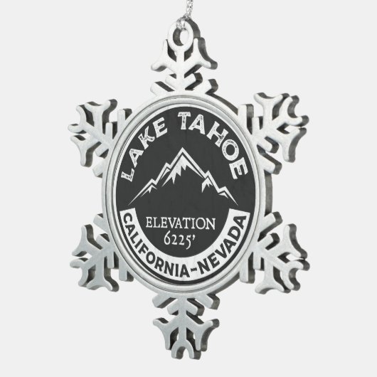 レイクタホカリフォルニアスキーネバダ スノーフレークピューターオーナメント (右)
