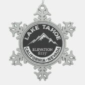 レイクタホカリフォルニアスキーネバダ スノーフレークピューターオーナメント (正面)
