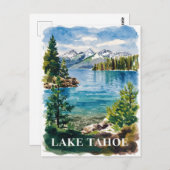 レイクタホカリフォルニアネバダウォーター絵を描カラー ポストカード (正面/裏面)