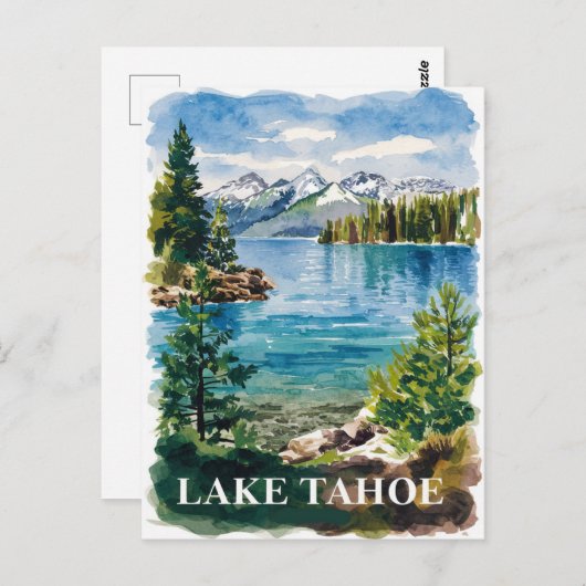 レイクタホカリフォルニアネバダウォーター絵を描カラー ポストカード (正面/裏面)
