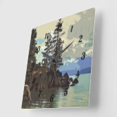 レイクタホサンドハーバークロック スクエア壁時計 (傾斜)